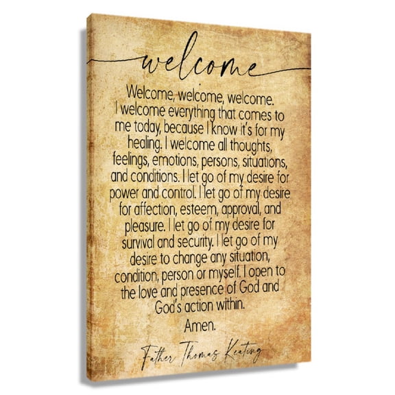 The Welcoming Prayer Quotes Wall Art Retro Prints Poster for Bedroom Pictures for Bathroom Decor Home Printed Canvas Oil Painting Panel Artwork Giclee