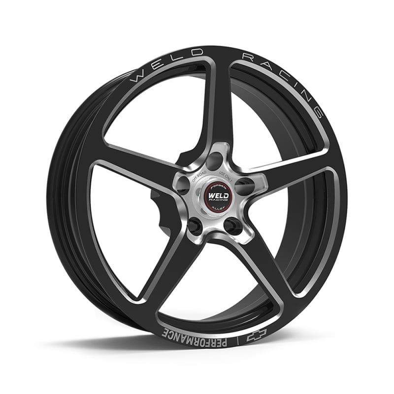 Weld Chevrolet Performance 1-Piece 18x6.0 / 5x120 BP / 2.7in. PCD Black Anodize Wheel - Non-Beadlock - 88B-1806N-GM