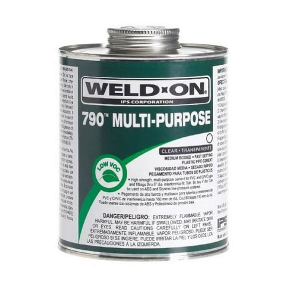 Weld-On 790 Clear Multi-Purpose Solvent Cement For CPVC/PVC 16 oz