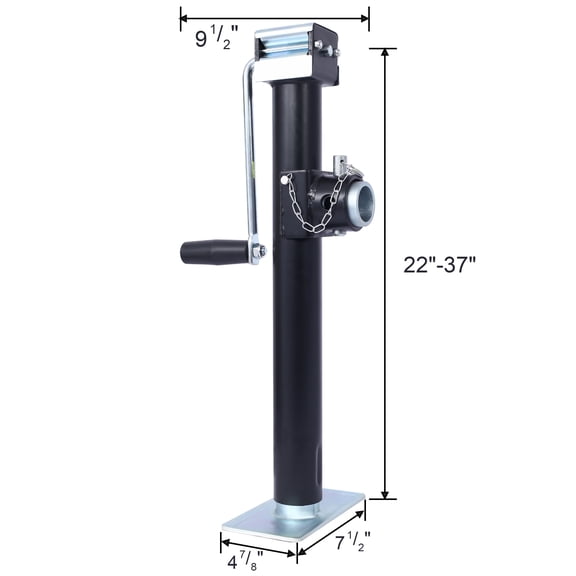 Weld-On Pipe-Mount Swivel Trailer Jack, 5,000 lbs. 15-1/2 Inches Vertical Travel, black,