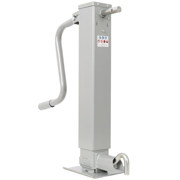 Weld On Trailer Jack, 12,000 lbs. Capacity, Sidewind Crank, No Mount Square Jack Tube,26 Inch Travel, Heavy-Duty Square Tube, GRAY Color