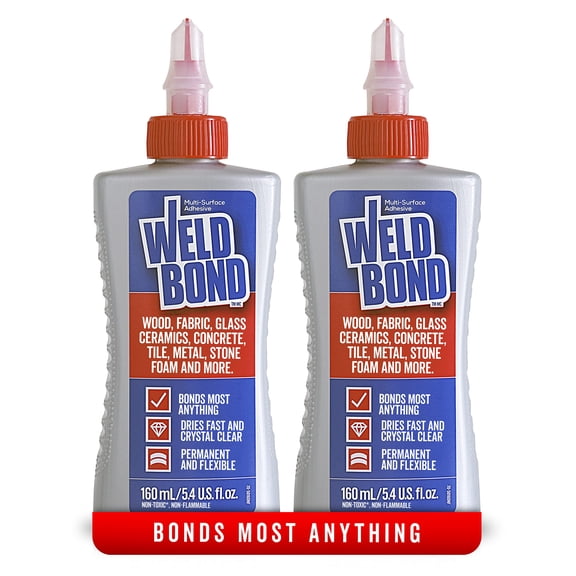 Weldbond Multi-Surface Strong Glue – Fast Drying Glue for Wood, Tile, Ceramic, Pottery, Glass, Metal & More – Heavy Duty Adhesive for Mosaic, Crafts, Wood Working & Repairs – 5.4oz (160ml), 2 Pack