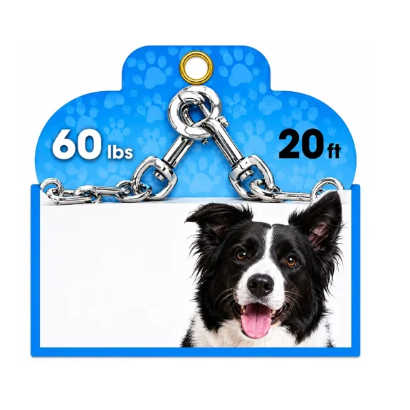 Welded Chain Tie Outs for Dogs of All Sizes Strong Safe Secure Swivel Snaps (Heavy - 20 feet)