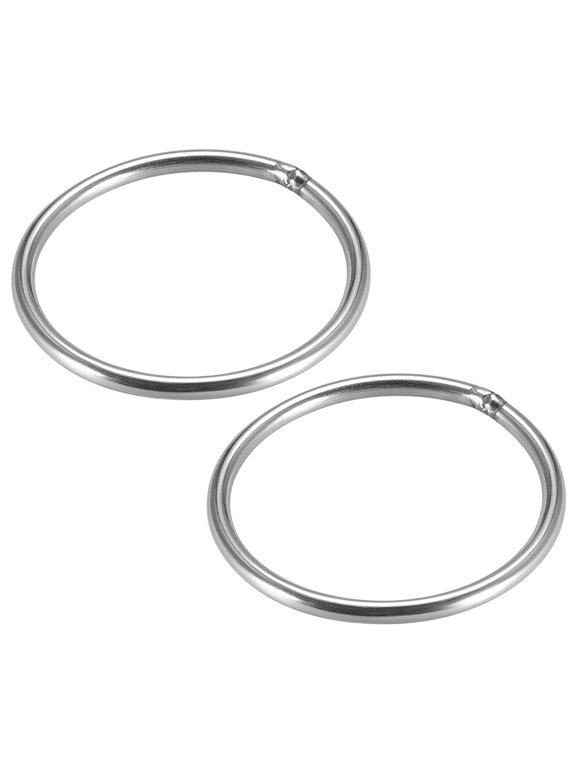 Welded O Ring, 50 x 3mm Strapping Round Rings Stainless Steel 2 pcs
