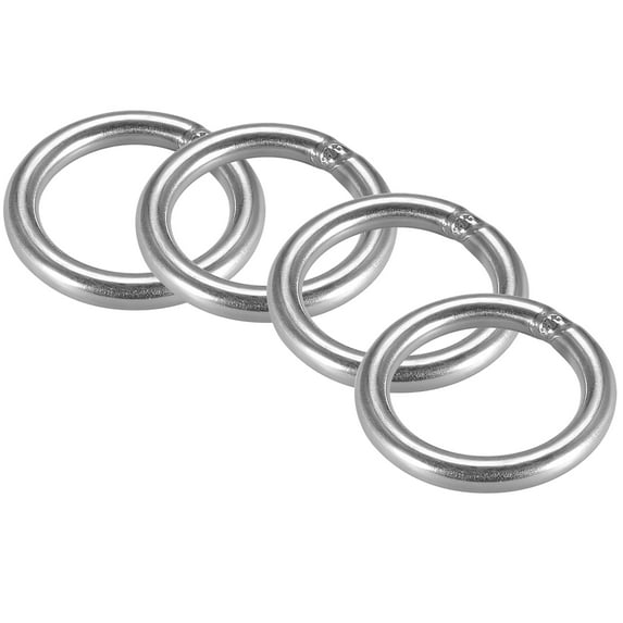 Welded O Ring, 50 x 6mm Strapping Round Rings Stainless Steel 4 pcs