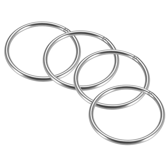 Welded O Ring, 60 x 4mm Strapping Round Rings Stainless Steel 4 pcs