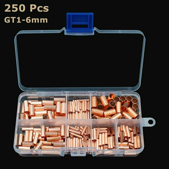 Welded Sealed Connectors Terminal Kit 250Pcs Tube Accessories Butt Wire Cable Crimp Copper Ferrule Replacement