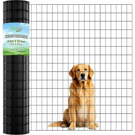 Welded Wire Fence 4.7 ft X 50 ft Mesh Size 2-Inch x 3-Inch Wire Mesh Roll Chicken Metal Fencing Poultry Netting for Poultry Fence, Border Fencing (Fit for 6 FT Post)