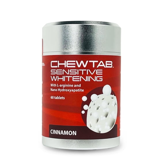 Weldental Chewtab Sensitive Whitening Toothpaste Tablets with L-arginine and Nanohydroxyapatite, 60 Count, Cinnamon Flavor