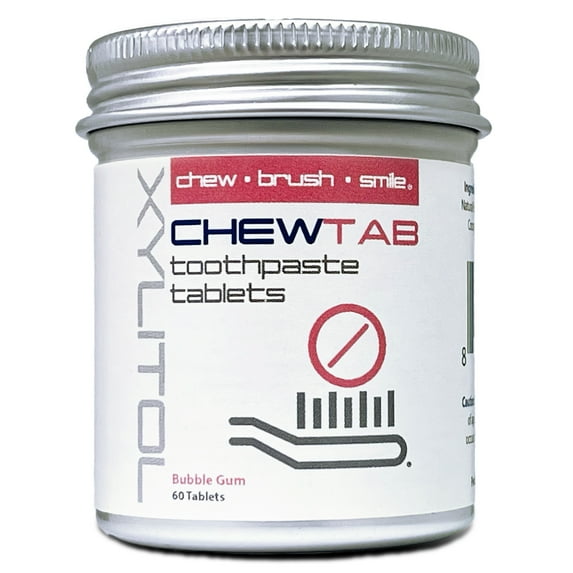 Weldental Chewtab Toothpaste Tablets, Bubble Gum 60 Count