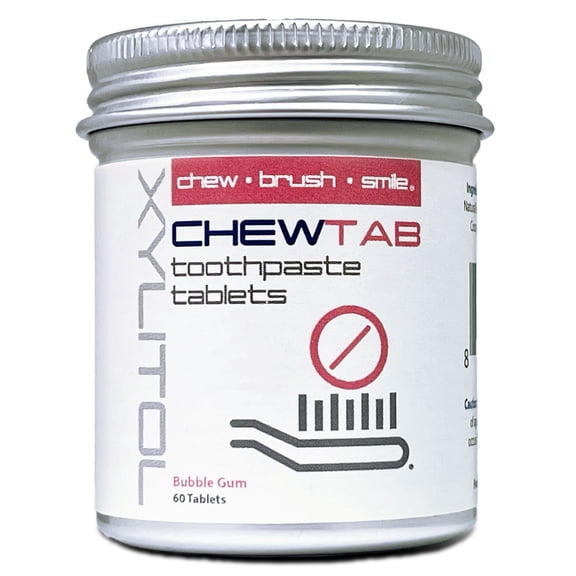 Weldental Chewtab Toothpaste Tablets, Bubble Gum 60 Count