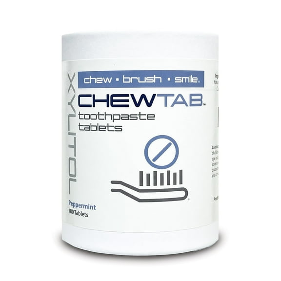 Weldental Chewtab Toothpaste Tablets Refill, Peppermint 180 Count