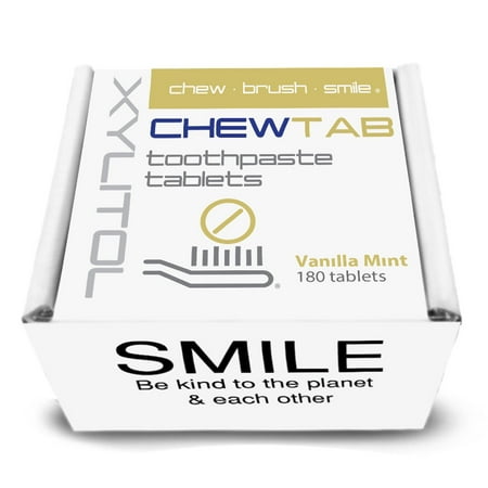 Weldental Chewtab Toothpaste Tablets Refill, Vanilla Mint 180 Count