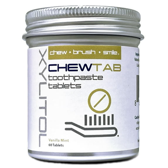 Weldental Chewtab Toothpaste Tablets, Vanilla Mint 60 Count