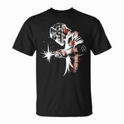 Welder American Flag USA Patriotic Graphic Tee Unisex Adult Cotton Trade Worker Pride Gift Casual Welding Enthusiast T-Shirt, Size S, Color Black