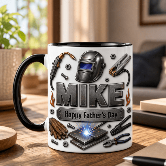 Welder Dad Ceramic Mug Personalized Father's Day Gift for Mike