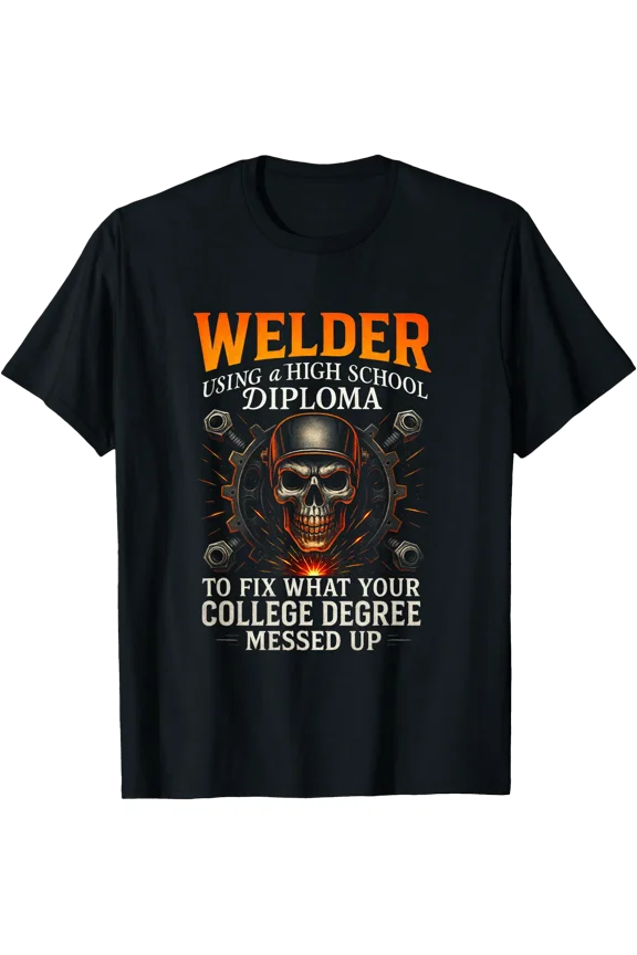 Welder, Funny Welding Ironworker Skull Design T-Shirt, Unisex T-Shirt