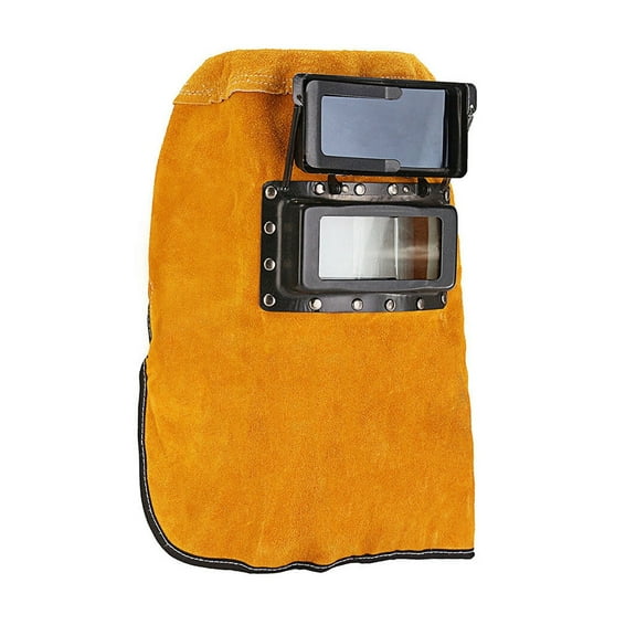 Welder Mask -15-65 Leather Hood Convenient Welding Helmet Protect Yellow Grinding Arc Sparkproof Head-Mounted ,Widely Use