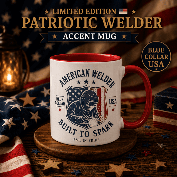 Welder Patriotic Mug 3D Effect Accent Mug for Blue Collar USA Gift
