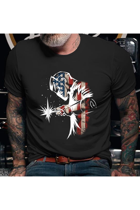 Welder Shirt | Welding Tshirt | Welder Gift | Gifts for Welders | Welder American Flag USA Patriotic Shirt