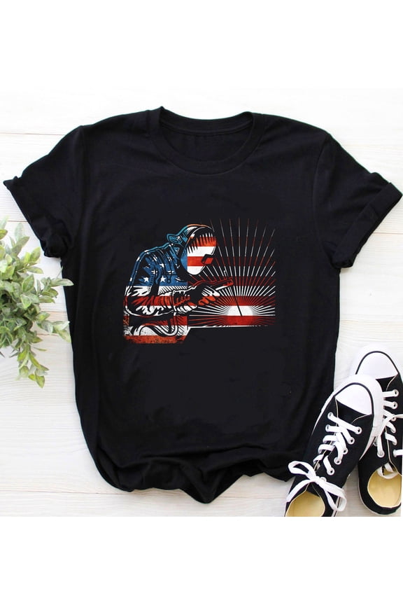 Welder Shirt | Welding t-shirt | Welder Gift | Gifts for Welders | Welder Dad Shirt | Welder Vintage USA American Flag Welding Shirt