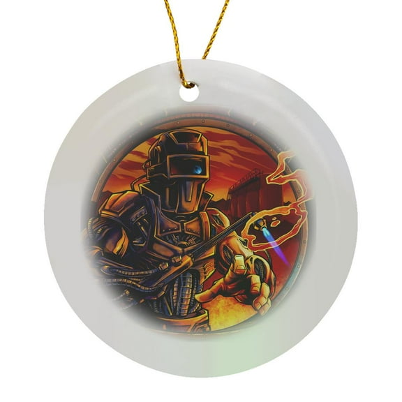 3drose, Welder That Is All Machine Using a Welding Tool, Circle Porcelain Ornament