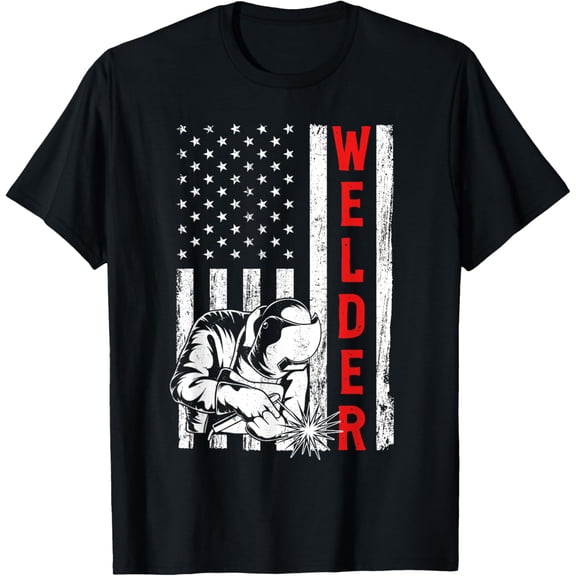 Welder USA American Flag Metalworking Welding Weld T-Shirt
