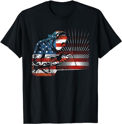 Welder Vintage USA American Flag Welding T-Shirt - Walmart.com