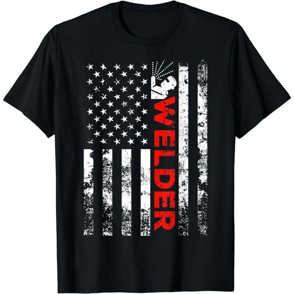 Welder Vintage USA American Flag Welding T-Shirt