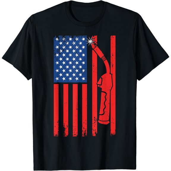 Welder Worker July 4 Metal Welding Blacksmithing US Flag T-Shirt
