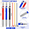 Welder's Pencil, Mechanical Pencil Metal Marker, Builtin Sharpener for