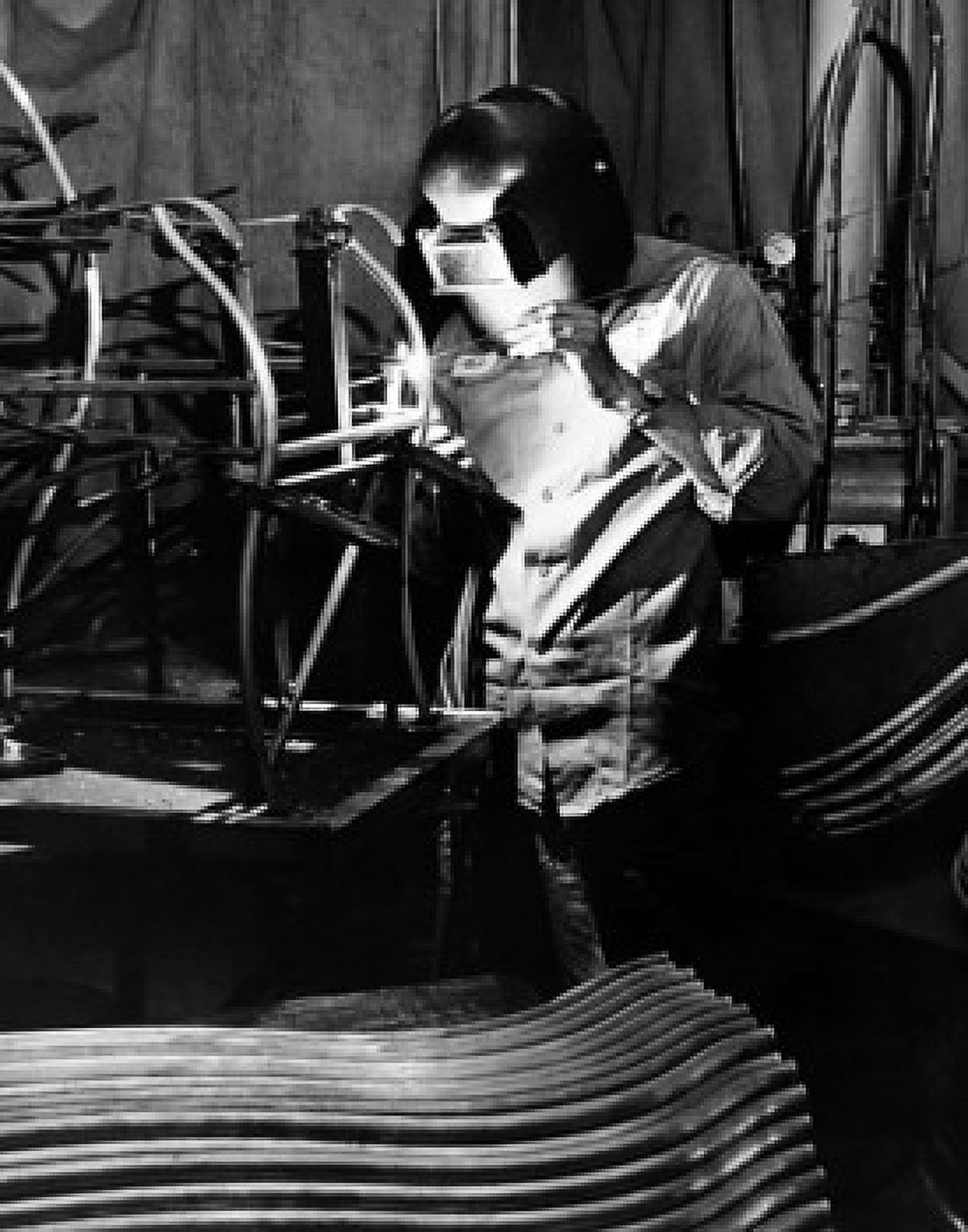 Welder welding in a factory Canvas Art - (24 x 36)