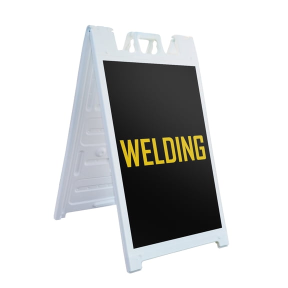 Welding 24" x 36" Double Sided A-Frame Sidewalk Sign Includes 2 Installed Decals Foldable Portable White Signicade Sandwich Board Professional Services Reliable Equipment Clear