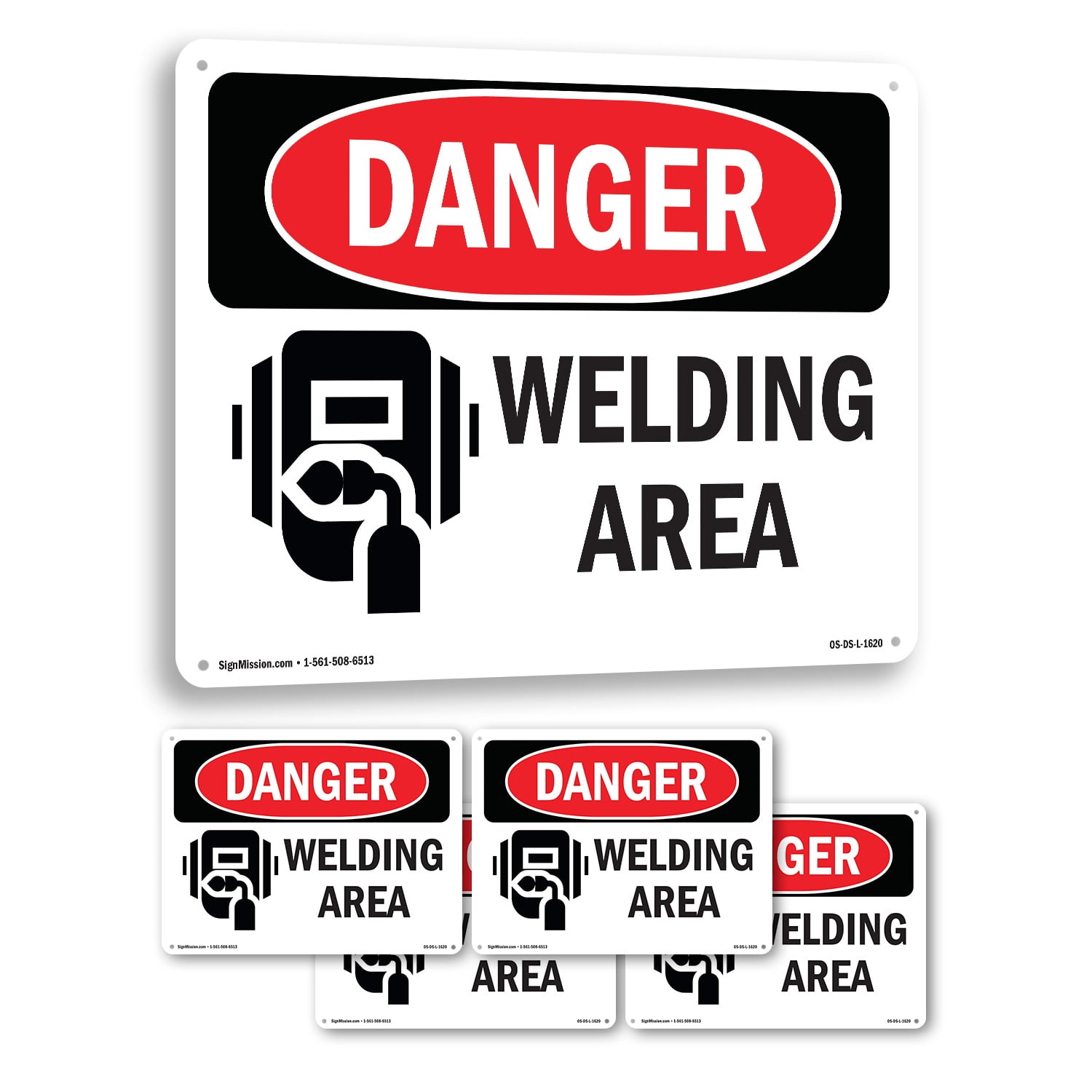 Welding Area OSHA Danger Aluminum Sign 10 Inch x 7 Inch - 5 Pack ...