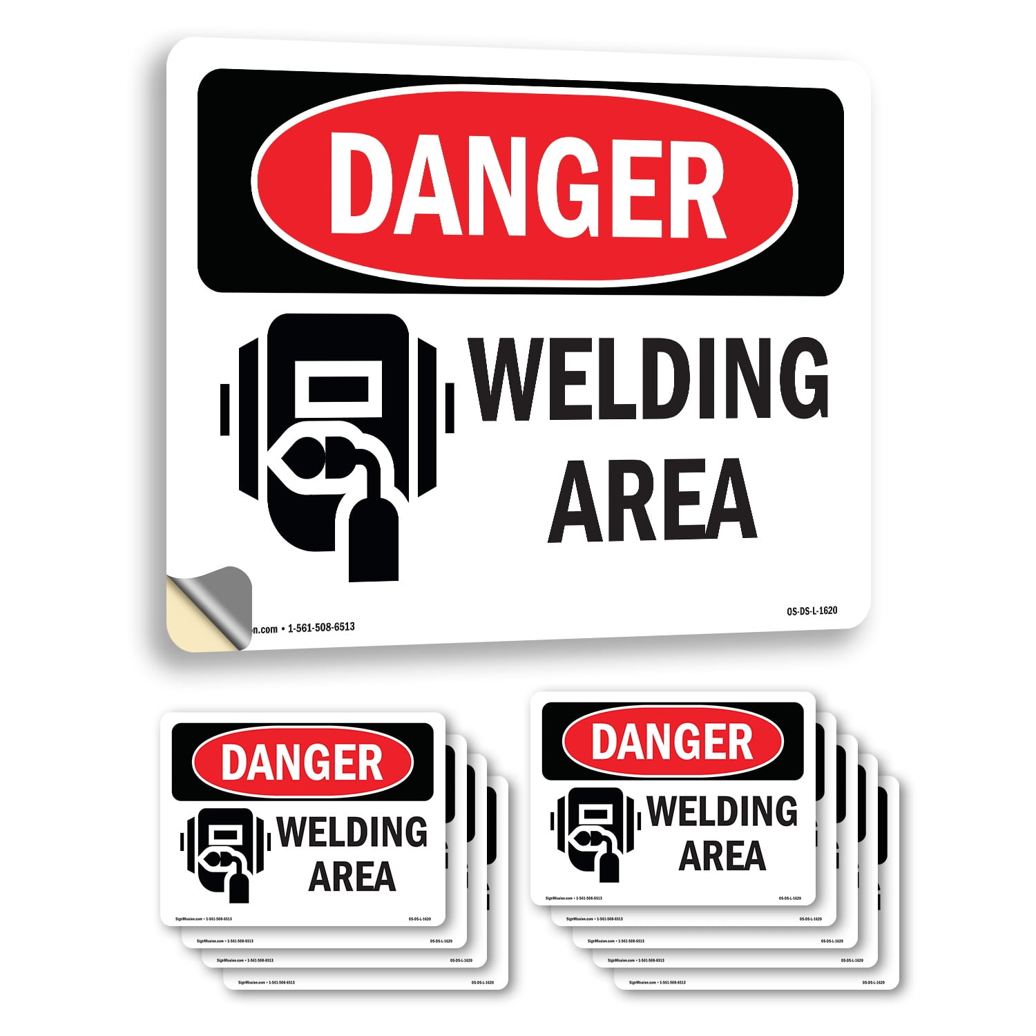 Welding Area OSHA Danger Vinyl Decal Label 10 Inch x 7 Inch - 10 Pack ...