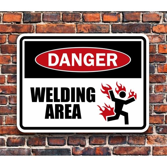 Welding Area Sign - Unique Danger Warning - Shop & Garage Decor - Hazard Plaque