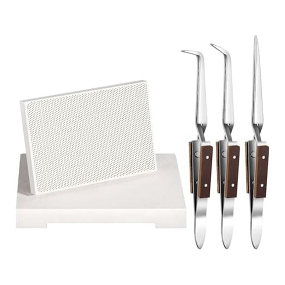 Welding Blocks with Lock Tweezers Honeycomb Ceramic Welding Plate with Tweezers Welding Pads Kit for Jewelry Making