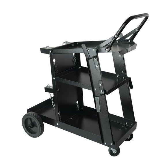 Welding Cart 3 Tier Heavy Duty - 400 Lbs Capacity, Swivel Wheels, Tank Holder - Rolling Welder Cart for MIG TIG ARC Plasma Cutter Welding Machines, Welding Accessories Storage