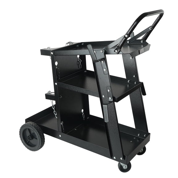 Welding Cart, 3-Tier Welder Cart Heavy Duty with 400 Lbs Weight Capacity, 360 °   Swivel Wheels, Tank Storage Safety Chains, Rolling MIG Welder Cart for TIG, ARC, MMA, Plasma Cutter Welding Machine