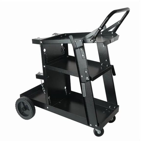 Welding Cart, 3-Tier Welder Cart Heavy Duty with 400 Lbs Weight Capacity, 360 Swivel Wheels, Tank Storage Safety Chains, Rolling MIG Welder Cart for TIG, ARC, MMA, Plasma Cutter Welding Machine