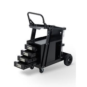 Welding Cart with 4 Drawers & Gas Tank Holder, Rolling Welding Trolley for Welder, MIG TIG Plasma Cutter, Workshop & Construction Site