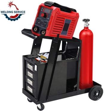 SUPERHOMEONLINE Rolling Welding Cart With 4 Drawers & Tank Storage - Fits TIG/MIG/Plasma - 250lbs Capacity