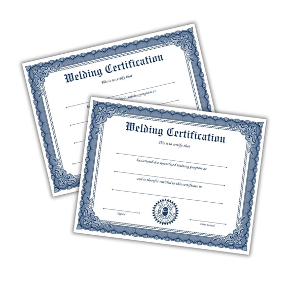 Welding Certificate of Completion 30pk 8.5x11 Trade Completed to Frame Professional Diploma Course Completion Program Hours