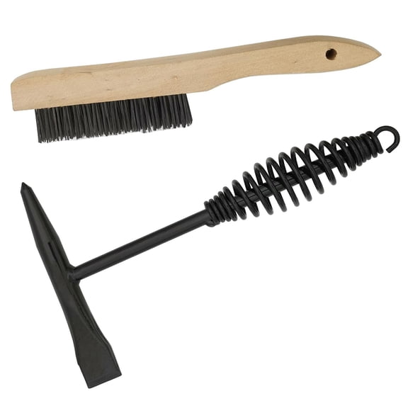 Welding Chipping Hammer with Coil Spring Handle,10.5",Cone and Vertical Chisel/ 10" Wire Brush(Free)