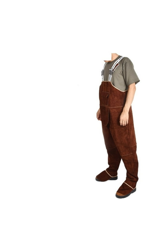 Welding Clothing Mens Bib Overalls Safety Coverall High Temperature Protective Leather Flame Retardant Repair Welder Strap pants ,Easy to Operate
