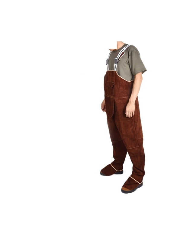 Welding Clothing Mens Bib Overalls Safety Coverall High Temperature Protective Leather Flame Retardant Repair Welder Strap pants ,Great Choice