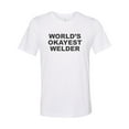 thumbnail image 1 of "Welding Gift, World's Okayest Welder, Welding Shirt, Unisex, Sublimation T, Gift For Welder, Welding Apparel, Soft Bella T, Gift For Him, White, SMALL", 1 of 1