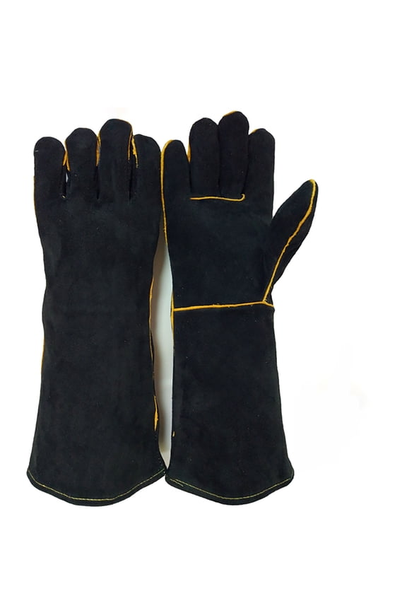 Welding Gloves 16 Inch Split Cow Leather Black Heavy Duty Protection for Welding, Metalworking, Construction