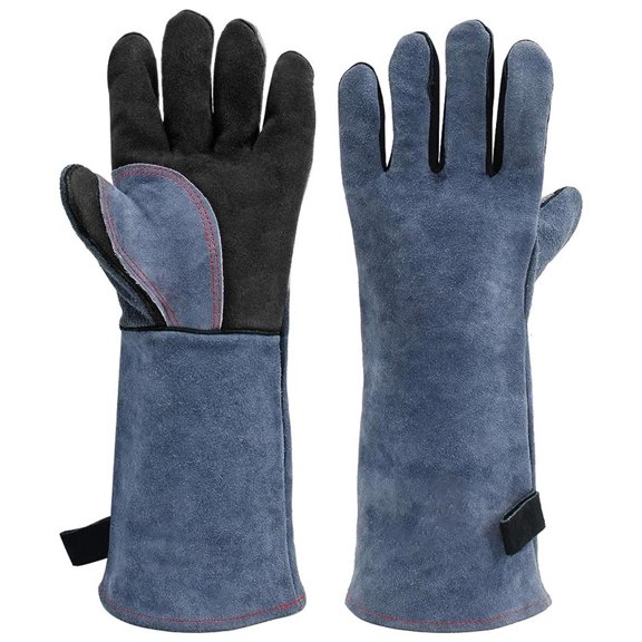 Welding Gloves For Welder Work Gloves Thick Cow Split Leather Heat Resistant Oven BBQ Gloves For Grill Heat Insulation