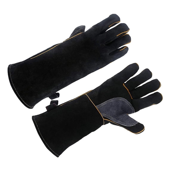 Welding Gloves Leather ; Fire Resistant Gloves for Fireplace Stove Oven Grill Welding BBQ Handling ,Easy to Use